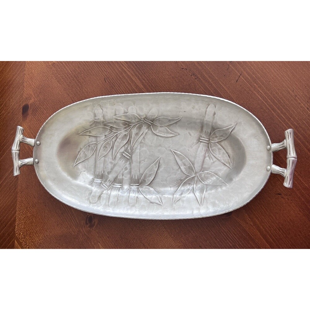 Vintage Everlast "Bali Bamboo" Tray Hand-Forged Aluminum #B41. 1940s-50s